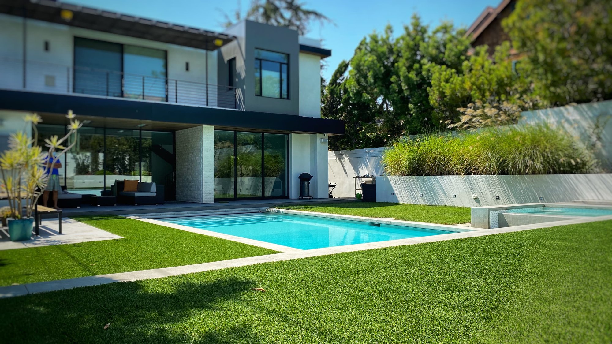 artificial grass for backyards around pool-1