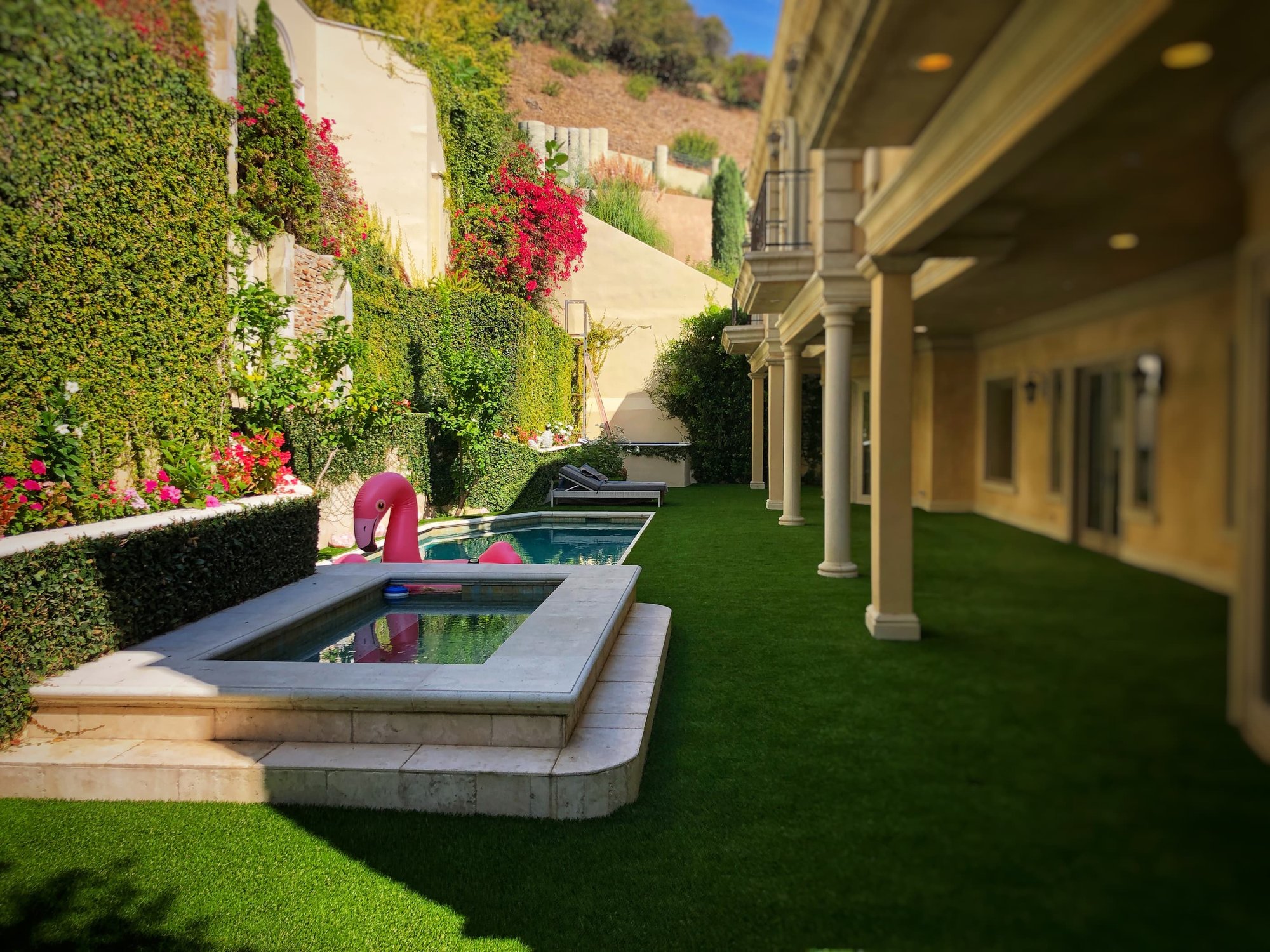 turf over concrete patio